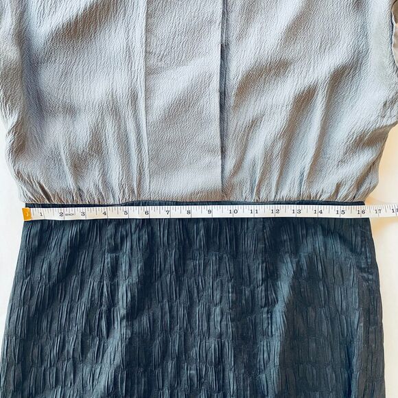 Ali Ro Black & Gray Silk Paneled Colorblock Dolman Sleeve Knee Length Dress 10 - Picture 8 of 9